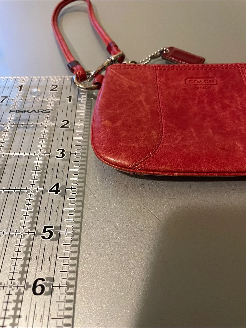 Coach Red Leather Wristlet with Detachable Strap